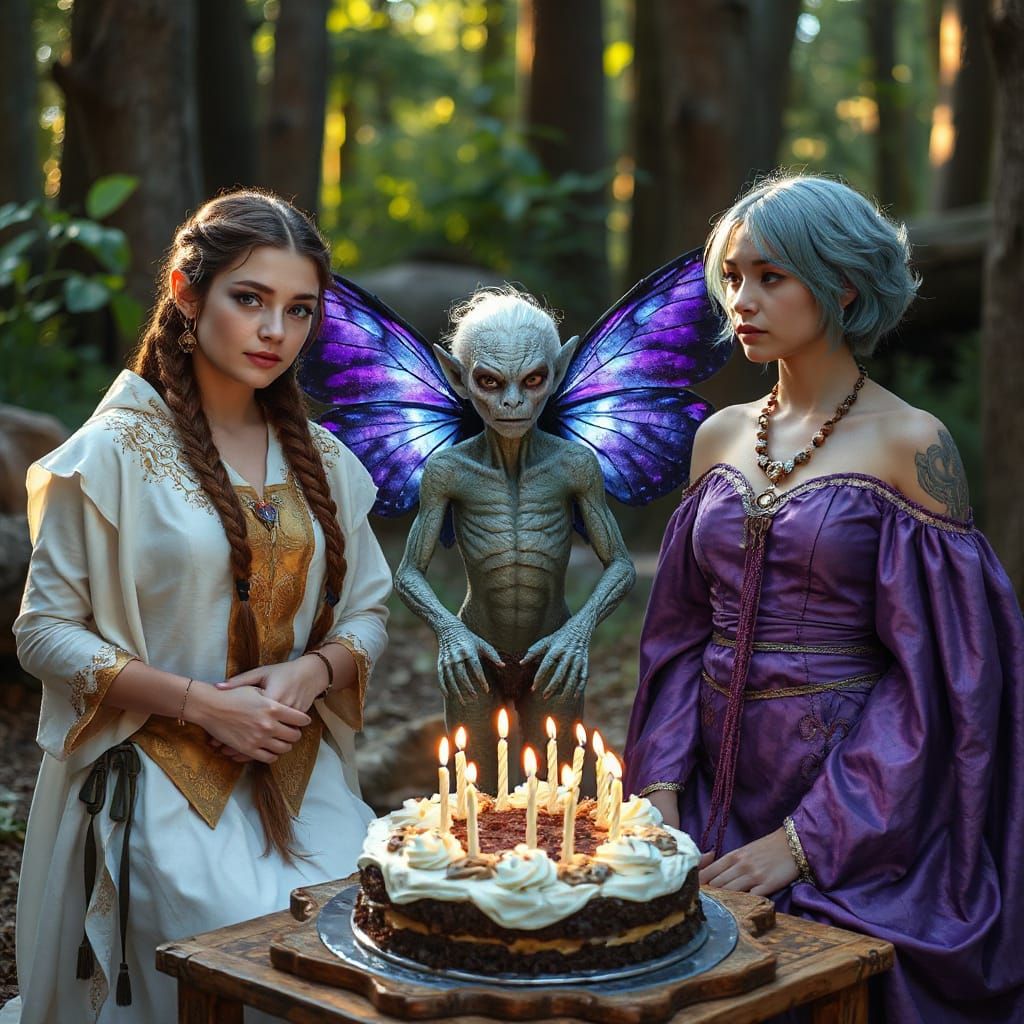 Fantasy Birthday Celebration with Elf, Zombie Fairy, and Dra...
