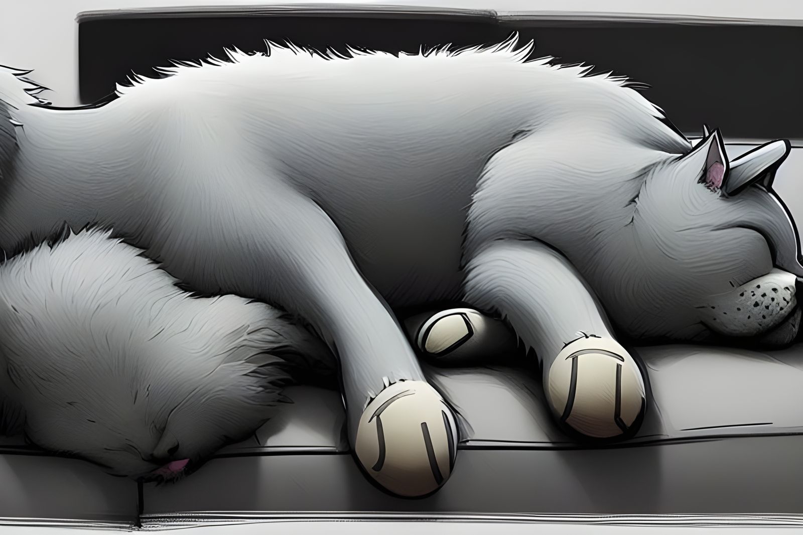 Dog Bothering Cat on Couch as Digital Art