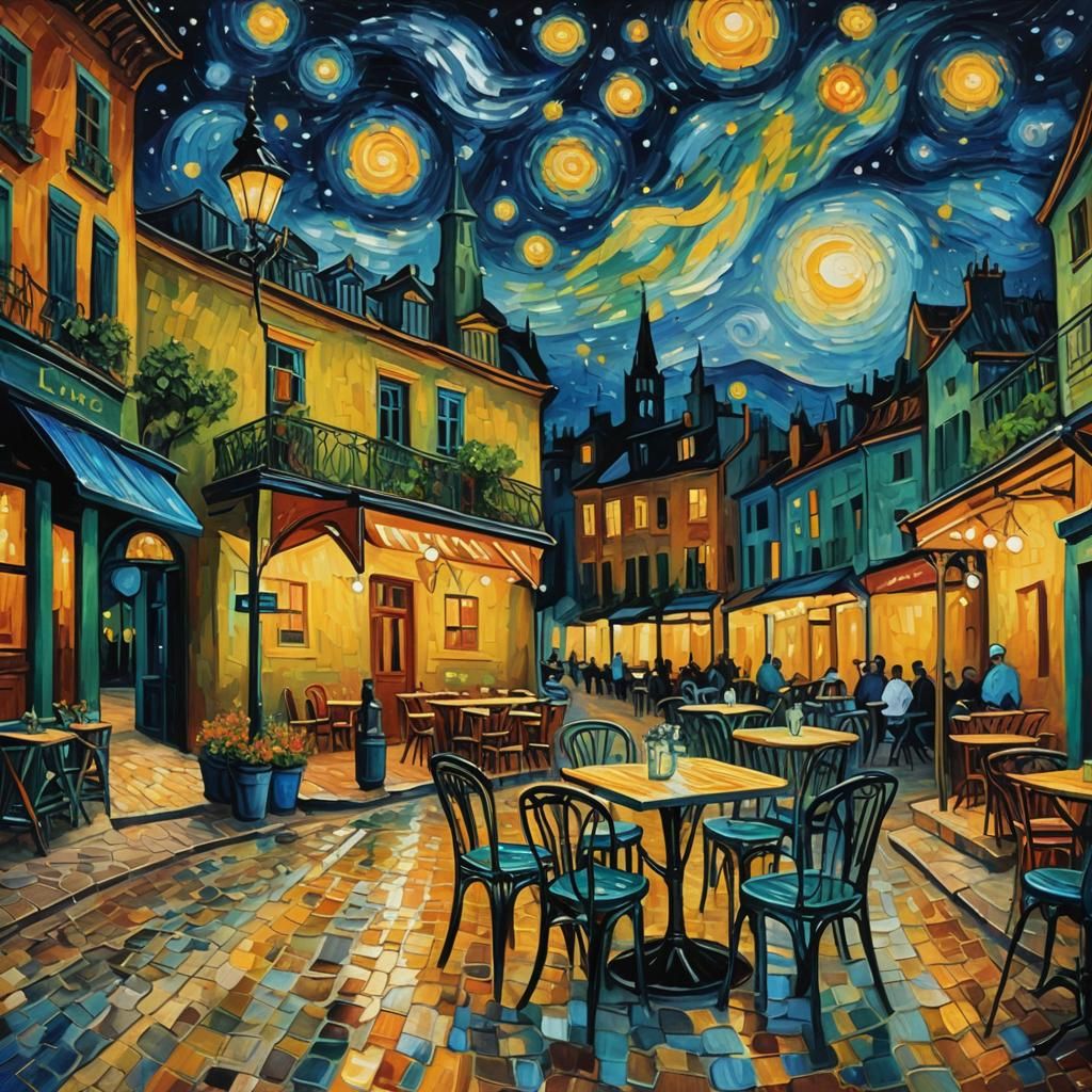 Cafe Terrace at Night: Van Gogh Inspired Oil Painting