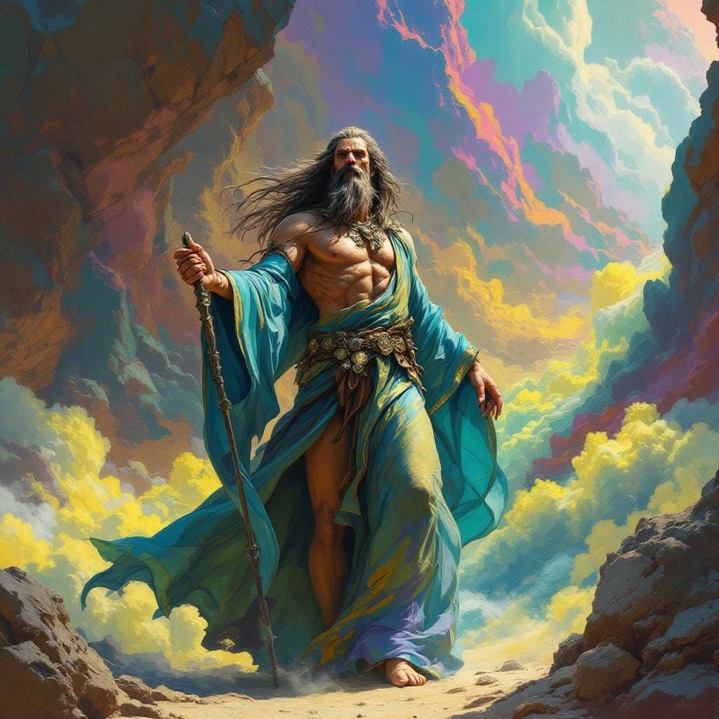 Mythological Figure in Airbrushed Colors, Syd Mead Style