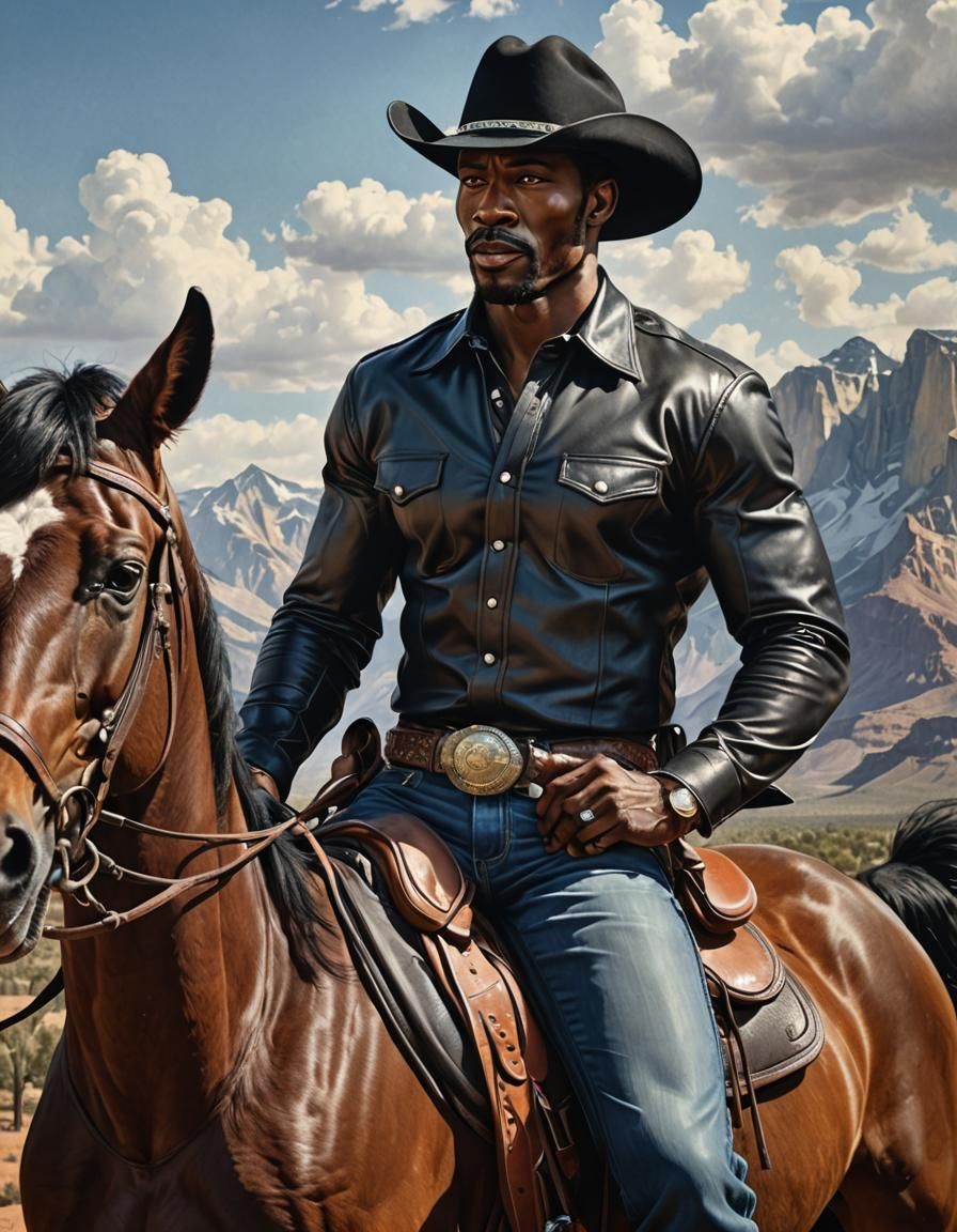Hyperrealistic Cowboy Portrait in Color Pencil Style