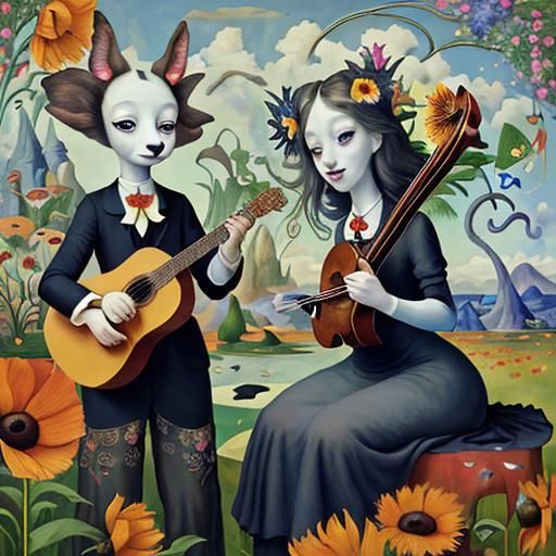 Utopian Dream: Surrealist Flowers in Oil Painting Style