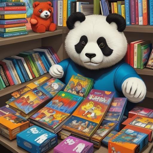 Colorful Teddy Bears in Comic Book Style