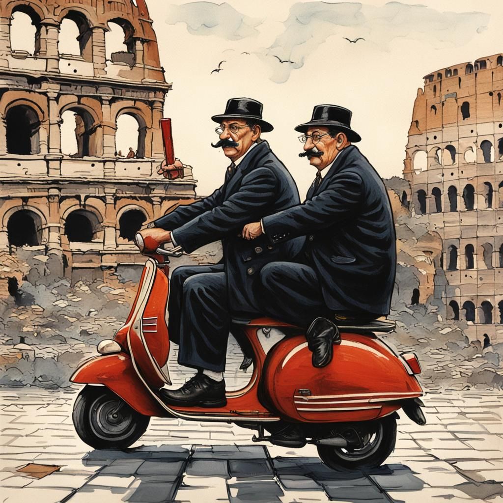 Twin brothers Thompson and Thomson, the incompetent Detectives of TinTin comics by Herge 1.