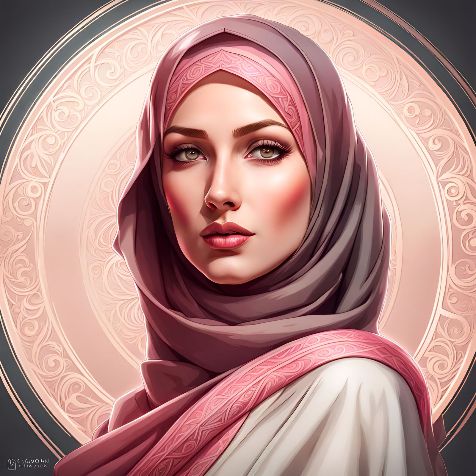 Modest Hijabi Woman Portrait in Hyperdetailed Style