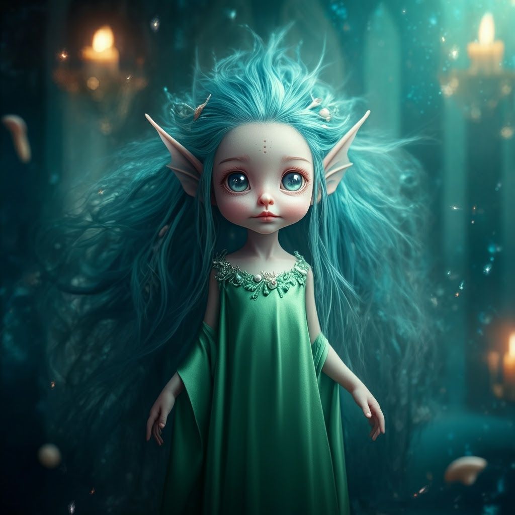 Sea Elf Maiden in Ballroom, Oil Realism Masterpiece