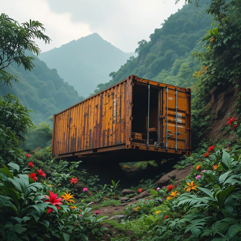 Cargo Container Home Unearthed on Lush Mountain