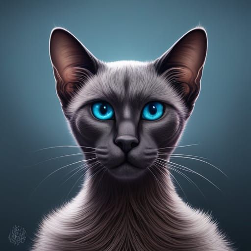 Siamese/Russian Blue Cat Up Close