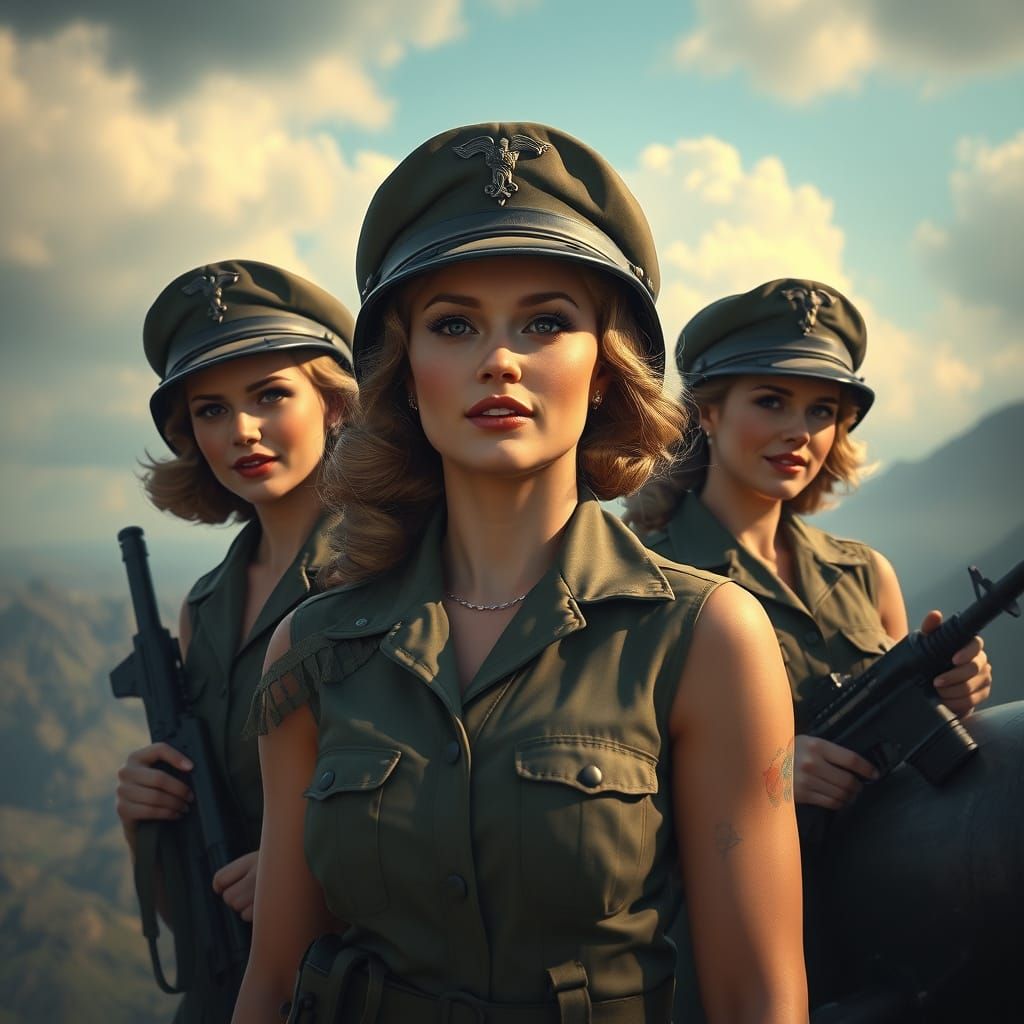 Feminine WW2 Pin Ups in Vibrant War Time Fantasy Art