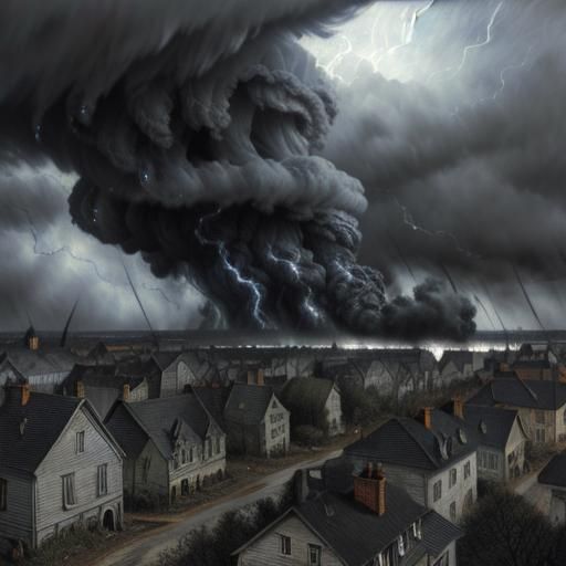 Tornado Devastation as Expressionist Charcoal Drawing