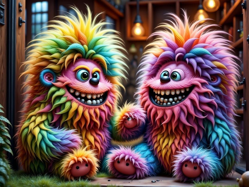rainbow monsters with face feet