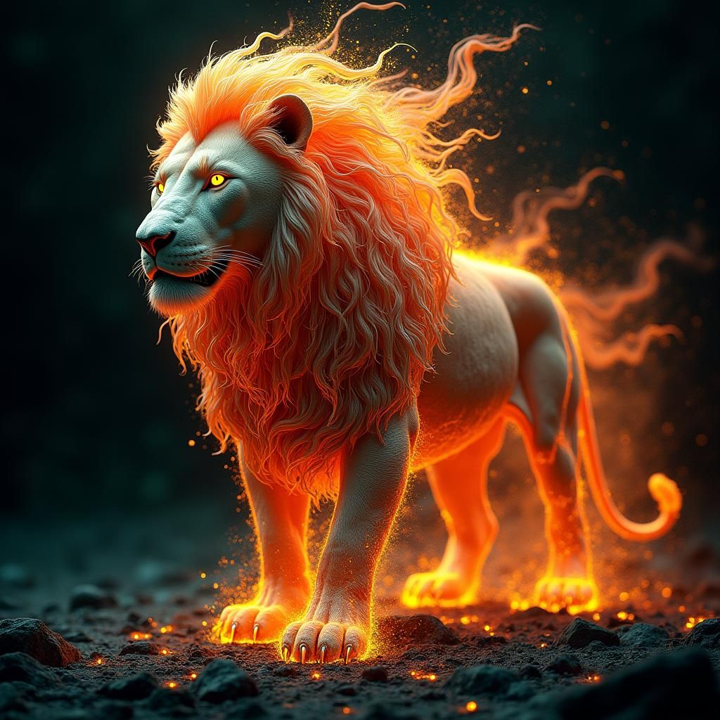 Majestic Lava Lion Fantasy Concept Art