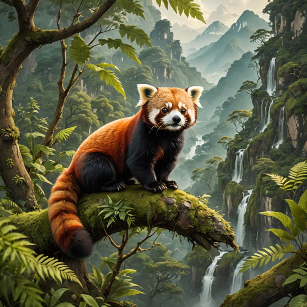 Red Panda in Captivating Himalayan Landscape