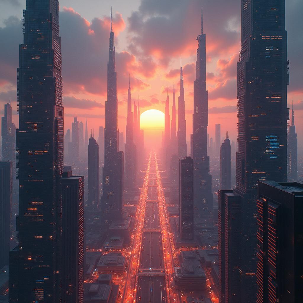 Futuristic Cityscape Reveals Simulated Reality in Cyberpunk ...