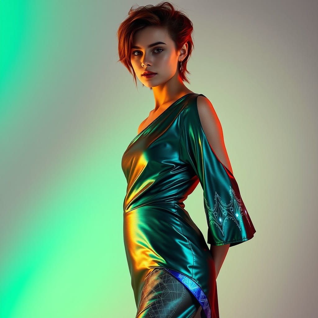 Modern Goddess in Emerald Metallic Fashion