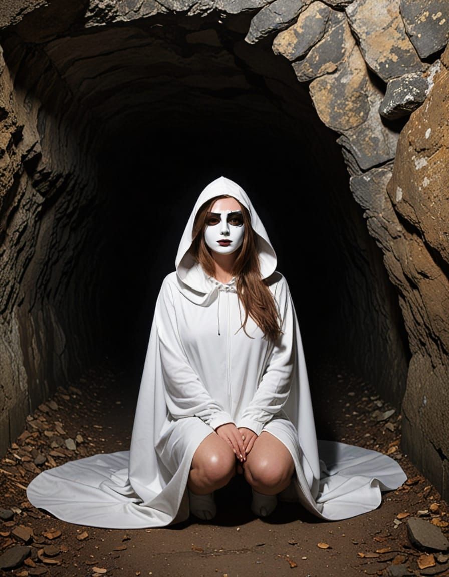 Mysterious Woman in Tunnel: Absurdist Photographic Art