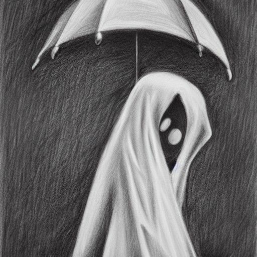 Charming Ghost Under Umbrella in Charcoal