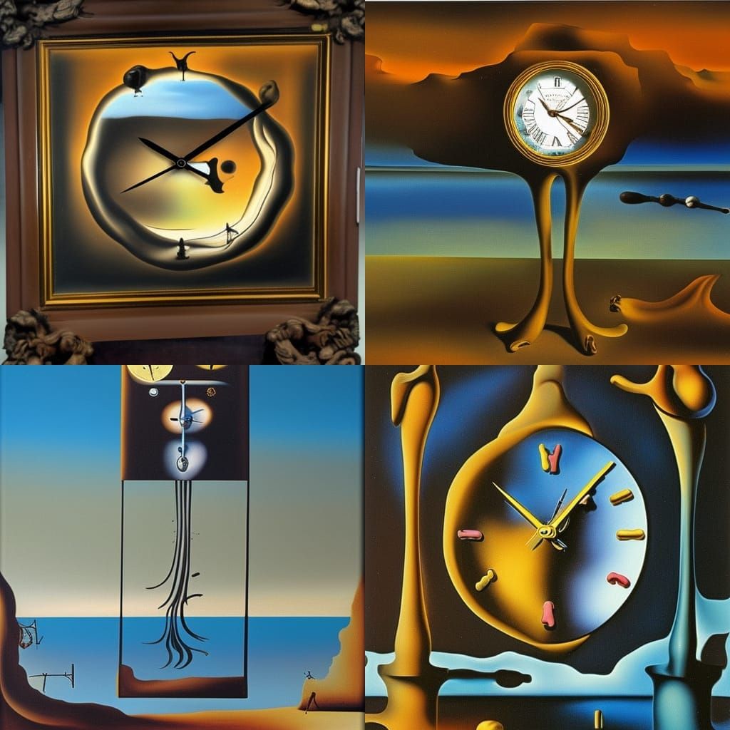Surreal Melting Clock in Dali Style