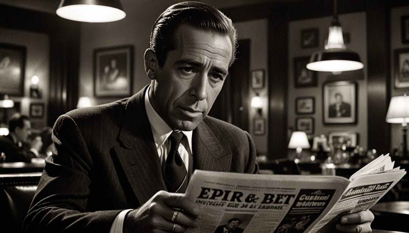 Humphrey Bogart in Cafe: A Film Noir Still