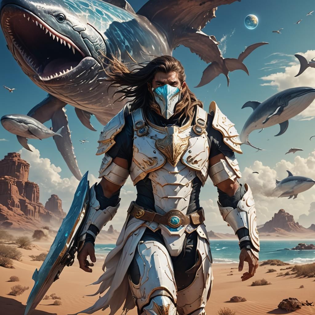 Aquatic Bio Armor Warrior on Desert Planet