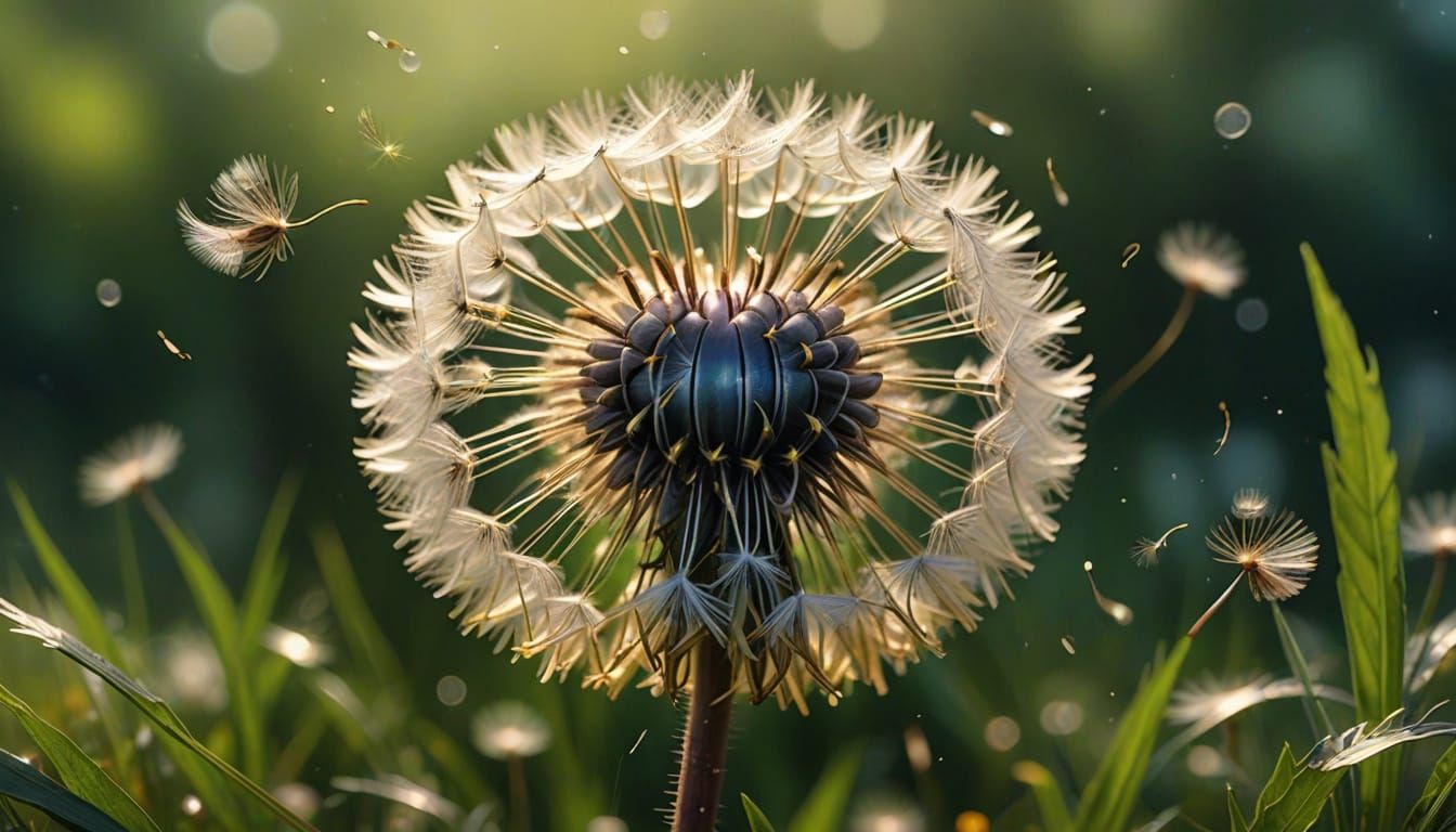 Cute Dandelion Creature Flying in Fantasy Art