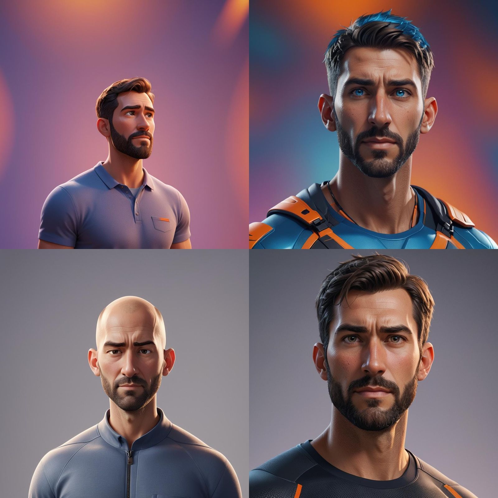 Athletic Man with Short Hair, Pixar-Style 3D Render