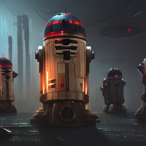 Cyberpunk Star Wars Droid Daleks in Junkyard