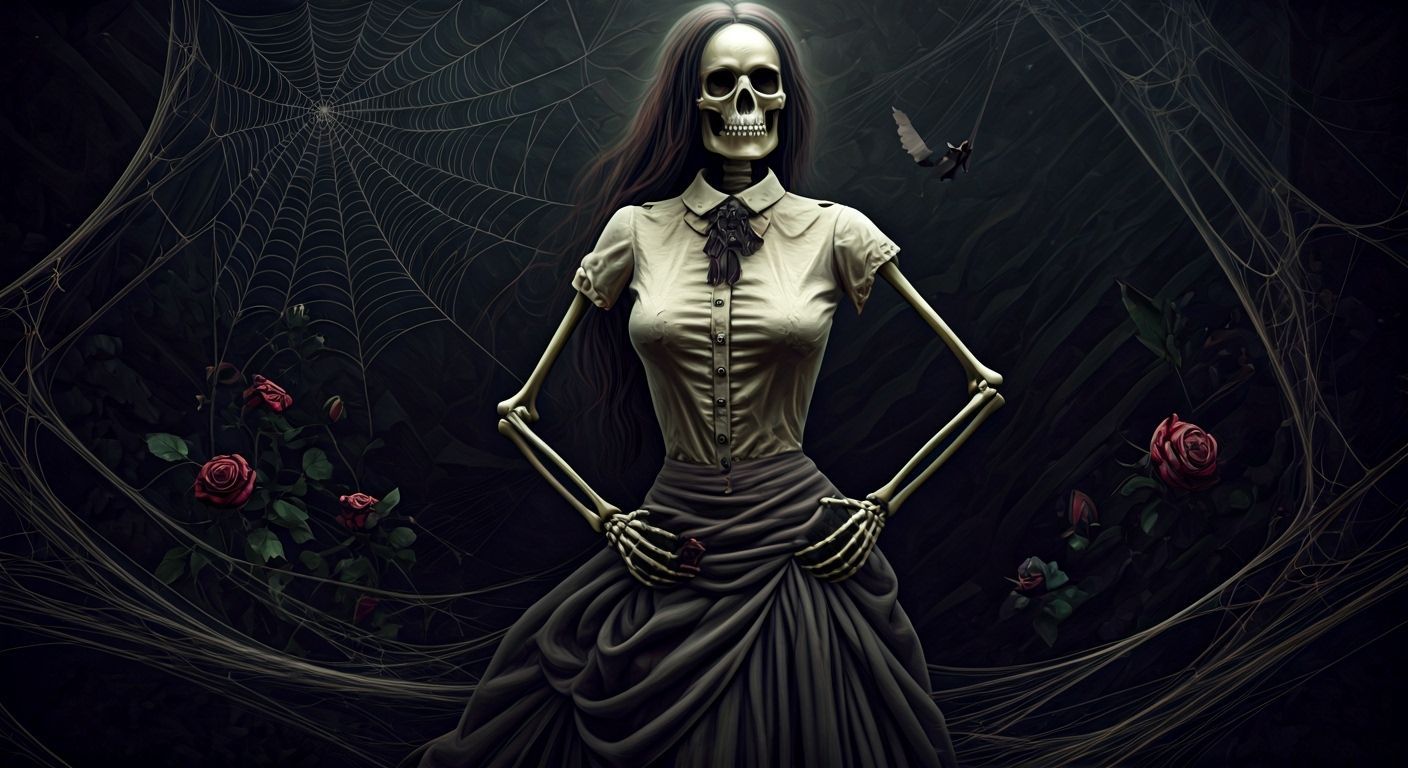 Victorian Skeleton in a Mystical Dark Scene