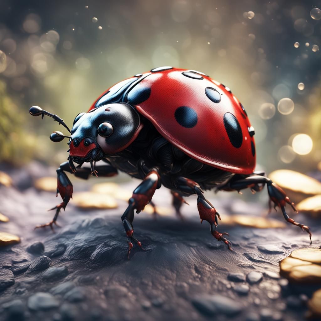 Giant Deep One Ladybug in Detailed Matte Painting