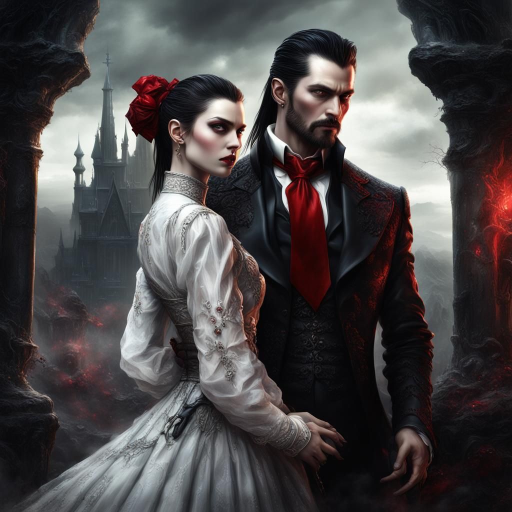 Gothic Vampire Couple in Luis Royo Style