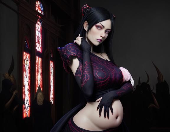 Photorealistic Portrait: Humanized Nyarlathotep with Baby Bu...