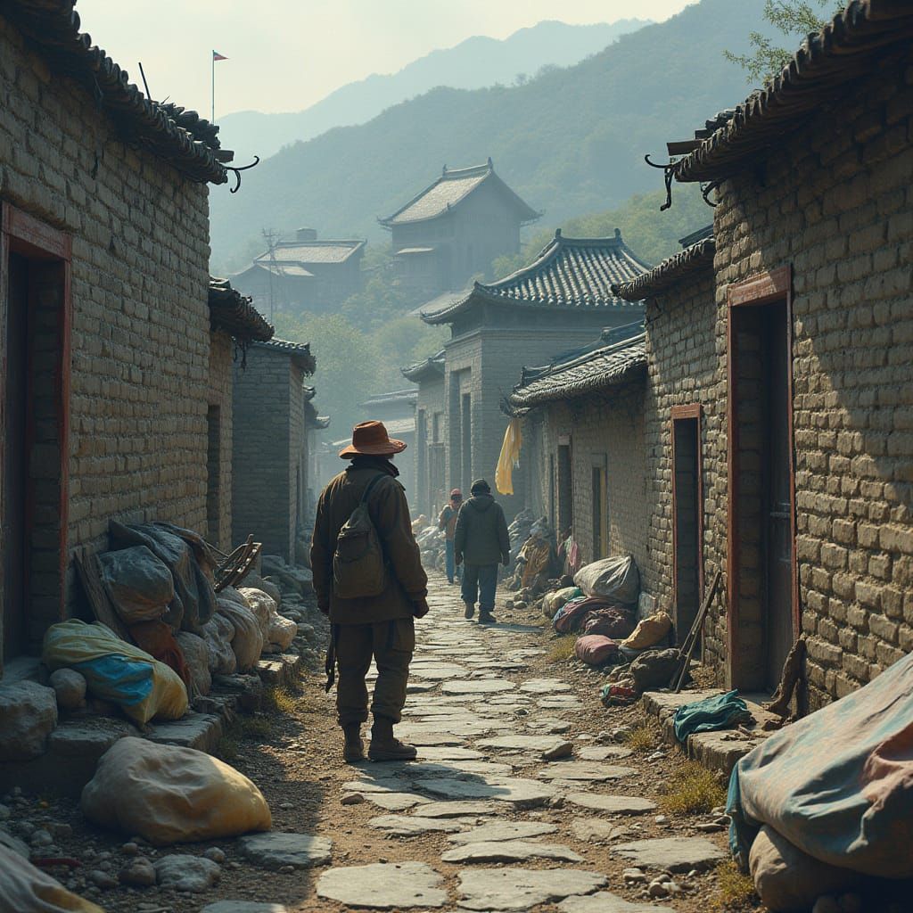 Great Wall of China: Squatters in a Digital Painting