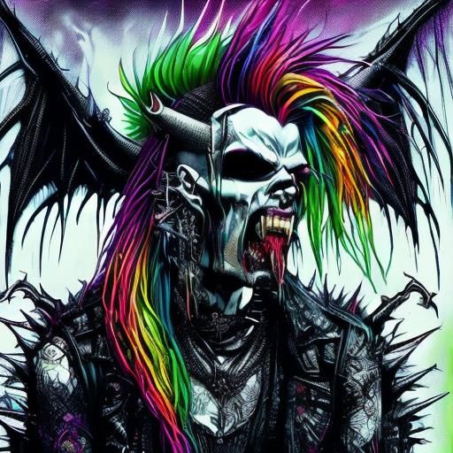 Punk Demon in Dark Surreal Scene