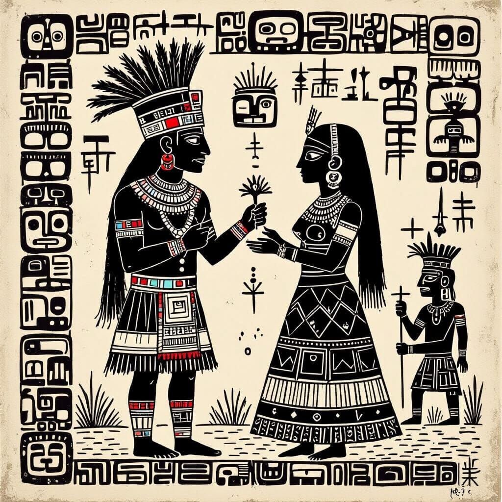 Inca Chief Marries Woman in Glyph Style