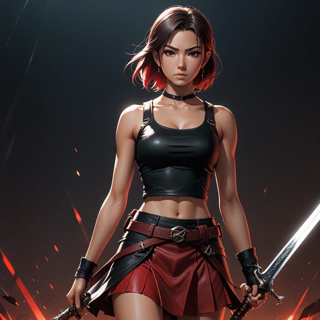 Sensual Warrior Goddess in Epic Anime Style