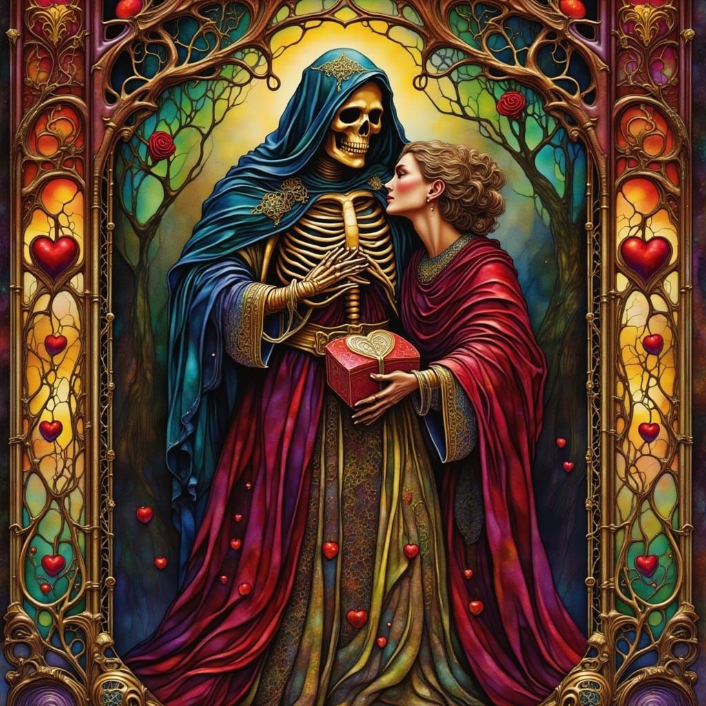 Romantic Grim Reaper Saint Valentine in Gothic Style