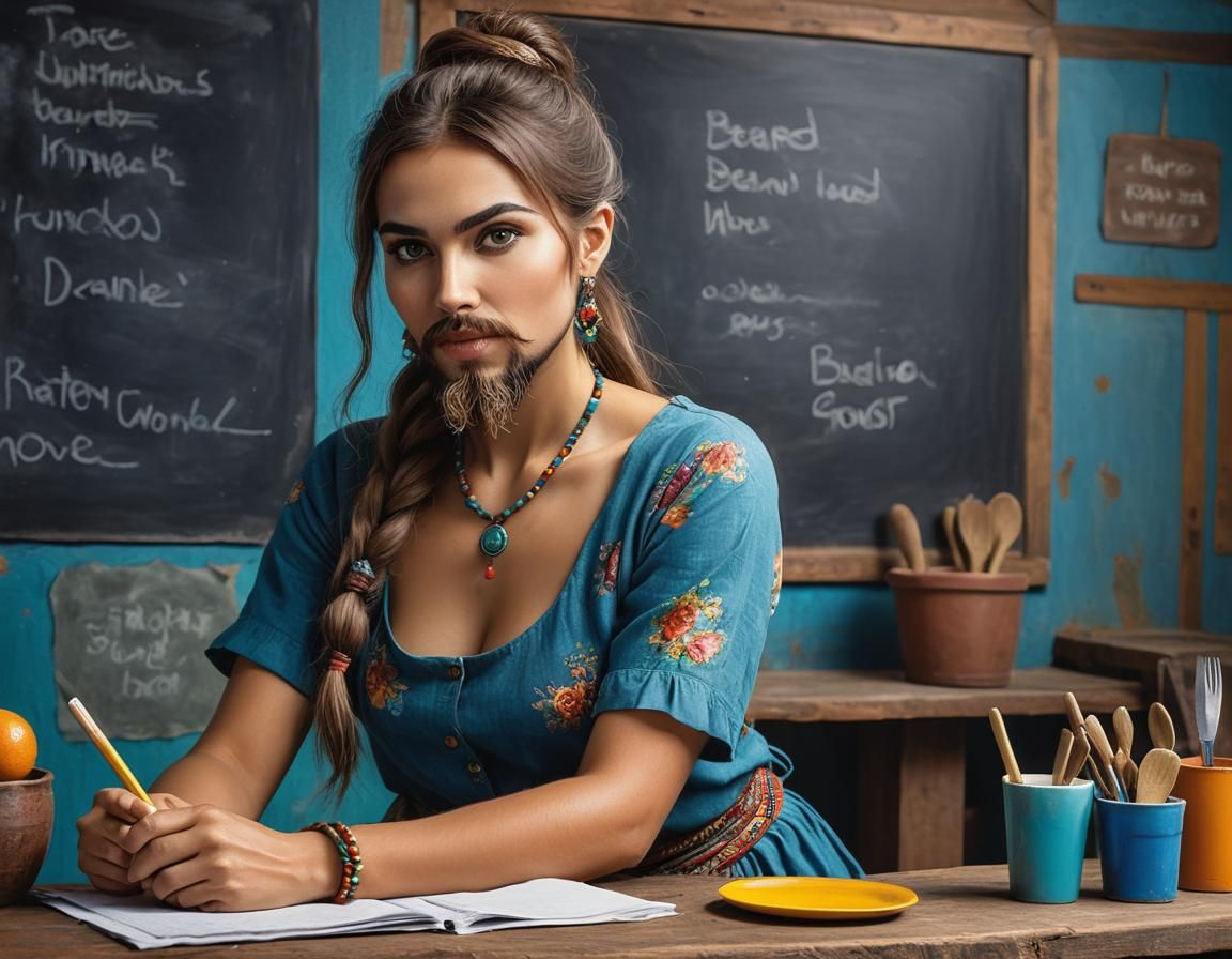 Bearded Woman Generated by AI