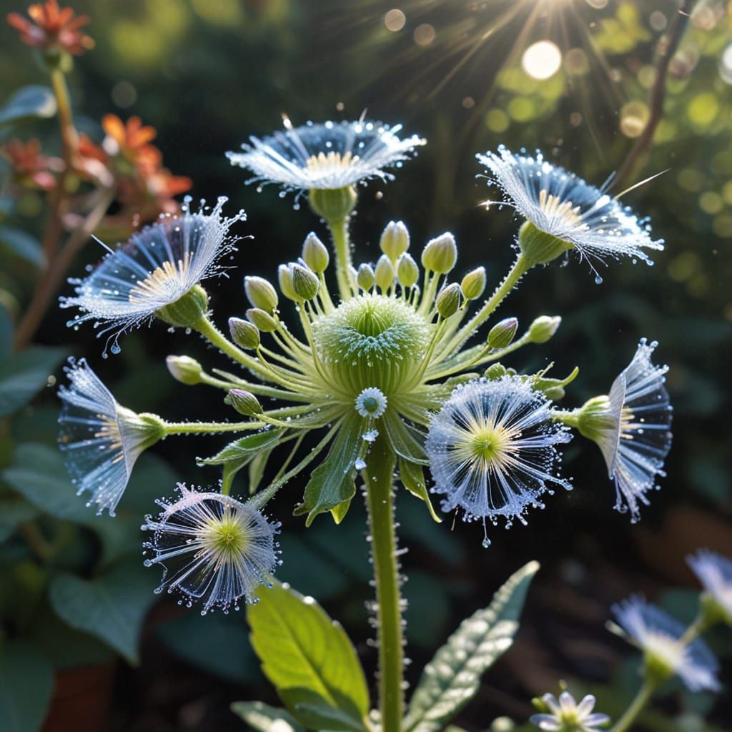 Magical Iridescent Flower Blooming with Pixie Dust