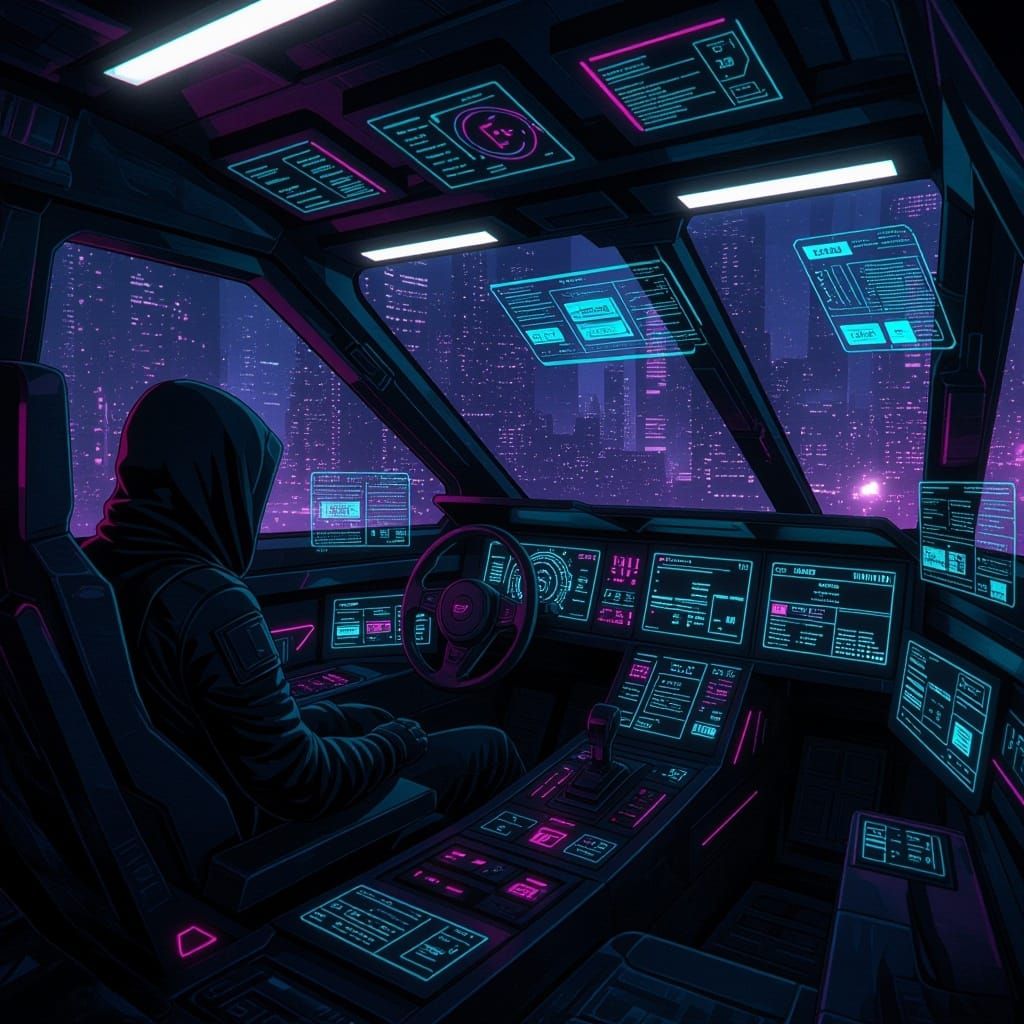 Cyber Anime Cockpit in Dystopian Future