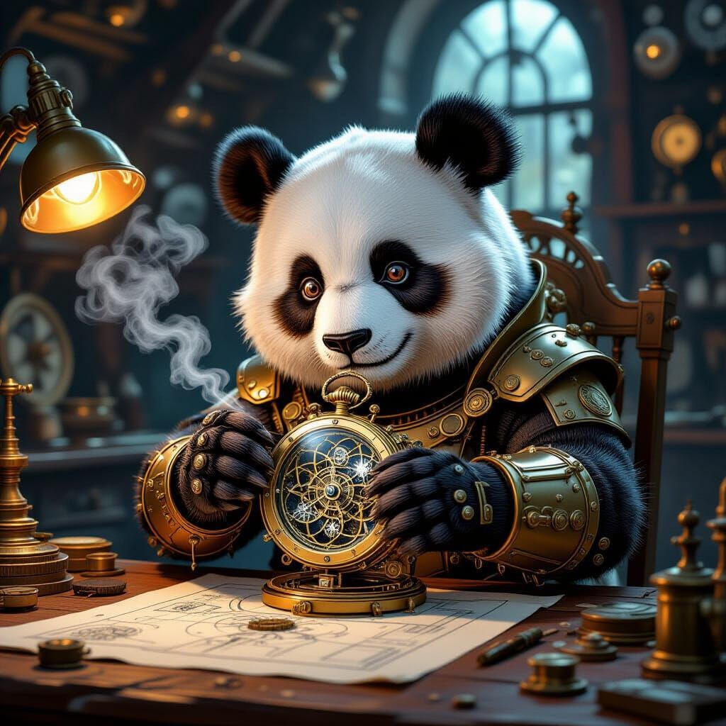 Clockwork Panda Builds Fractal Watch in Steampunk Workshop