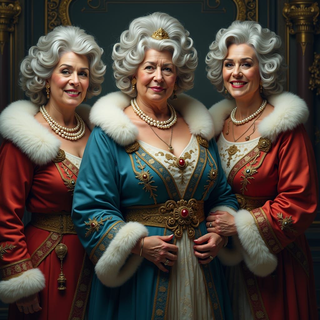 Elegant Mature Women in Opulent Fantasy Setting