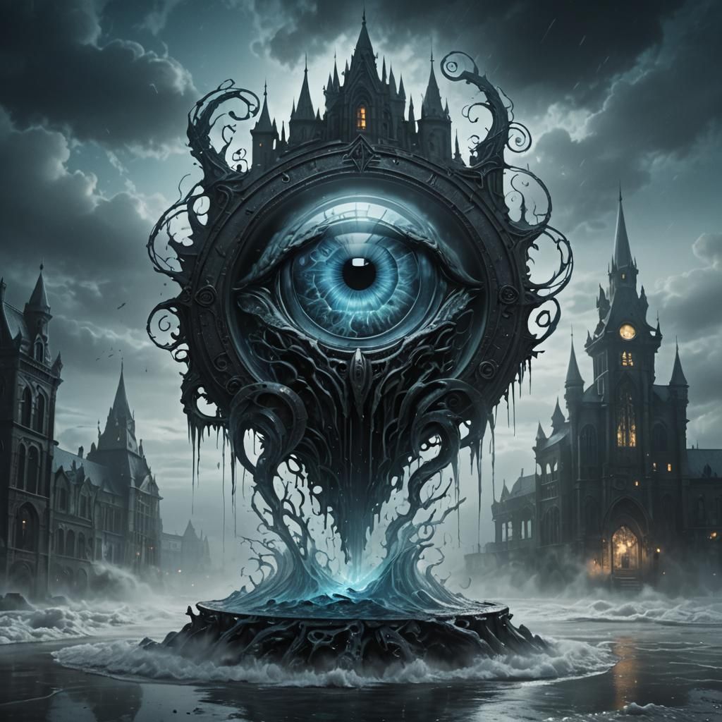 Ominous Gothic Beast in Glass, Dark Fantasy Concept