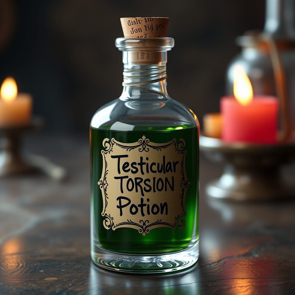 Magical Potion in Ornate Glass Bottle with Handwritten Label