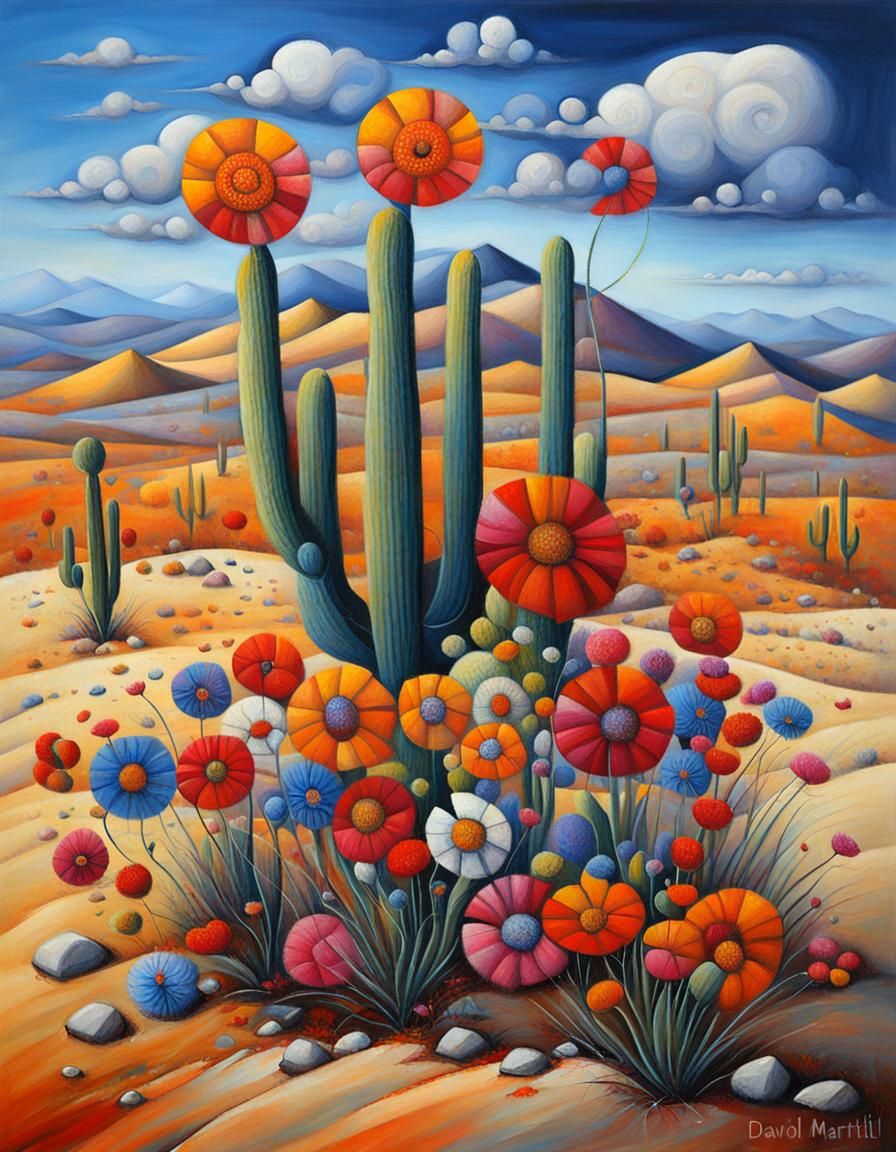 Desert Flowers Impressionistic Painting