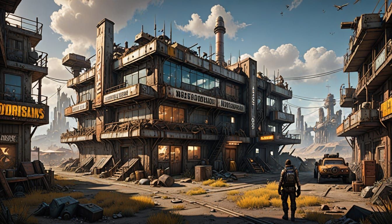 Apocalyptic Wasteland in Hyperrealistic Borderlands Style