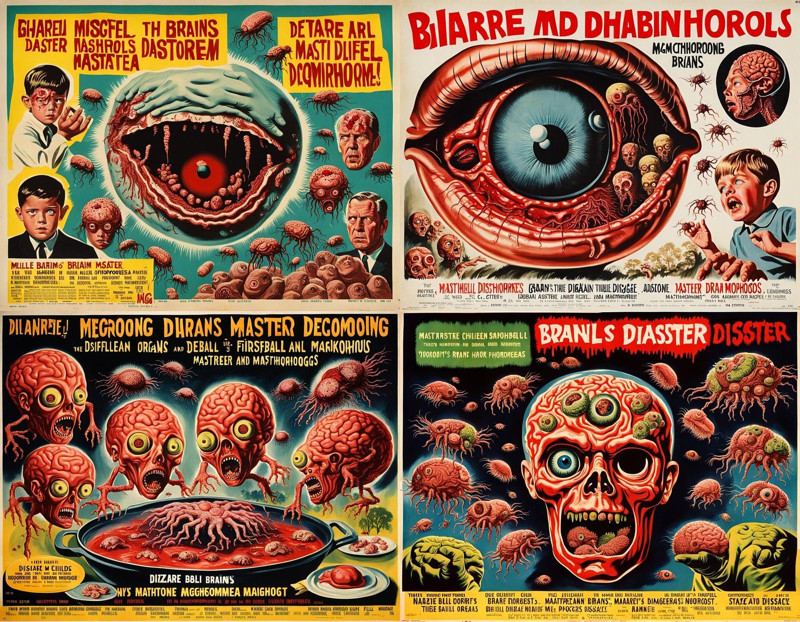 Bizarre 1960s Horror Movie Poster with Mutant Organs
