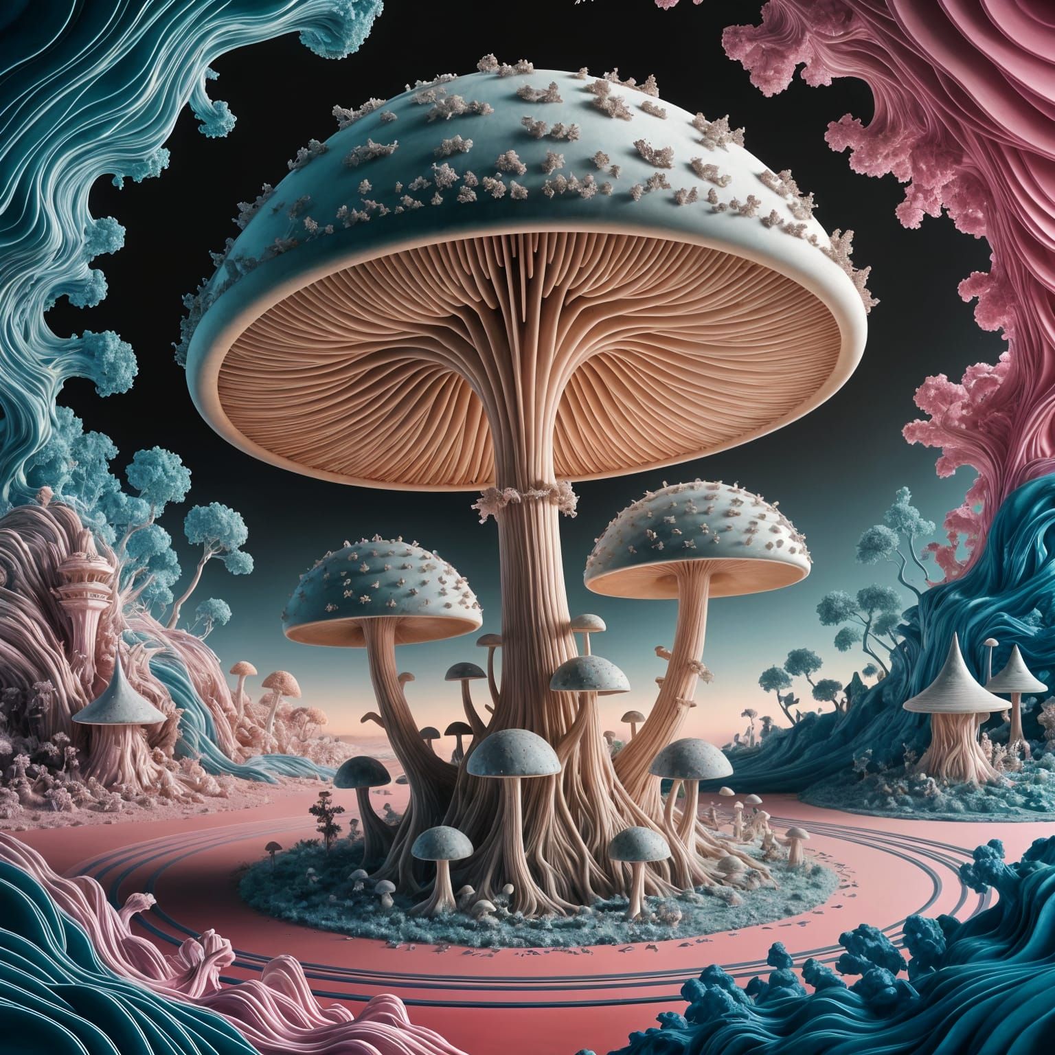 Ethereal Mushroom Forest in Vibrant, Whimsical Style