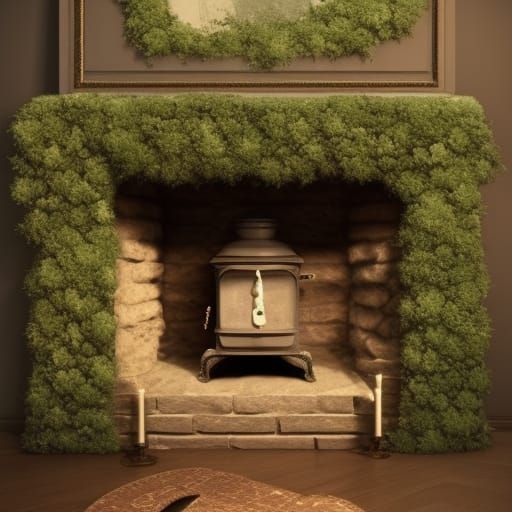 1880s Cottage Hearth with Cobblestone Fireplace