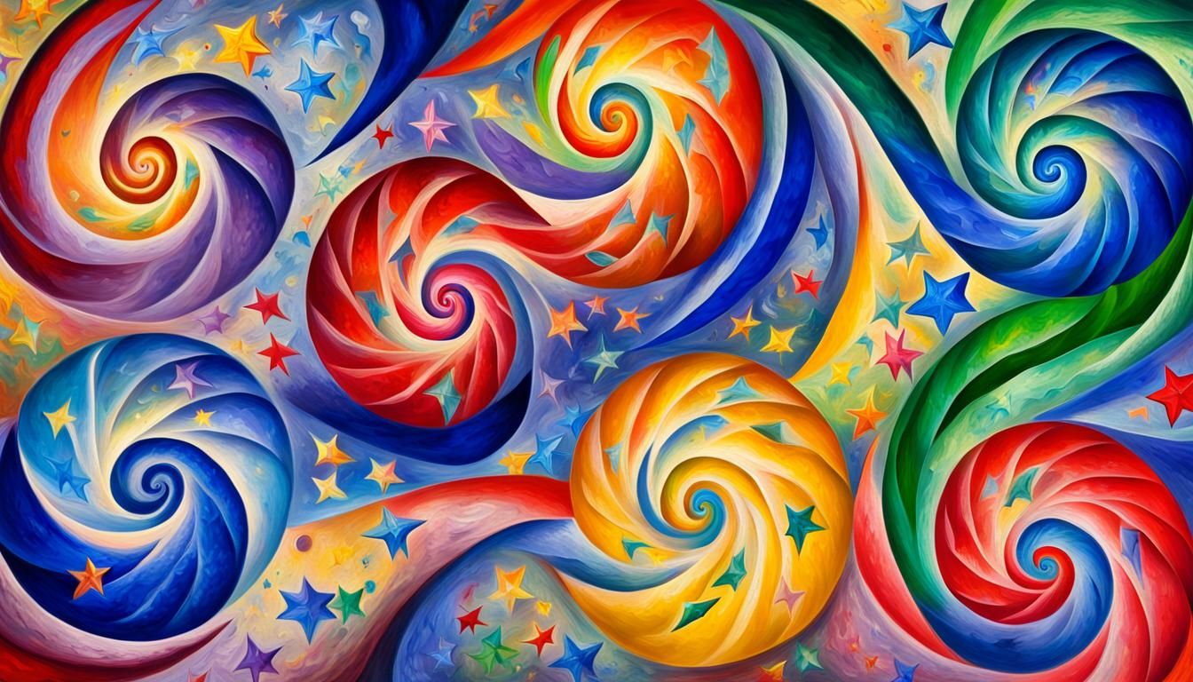 Vivid Jelly Stars Swirling in Impasto Oil Paint