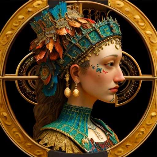 Fractal Mosaic of Celtic Hair in Photorealistic Cloisonné